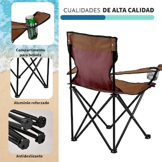 Foto 6 | Set 2 Sillas color Marrón Portátil Plegable para Campamento Playa o Pesca