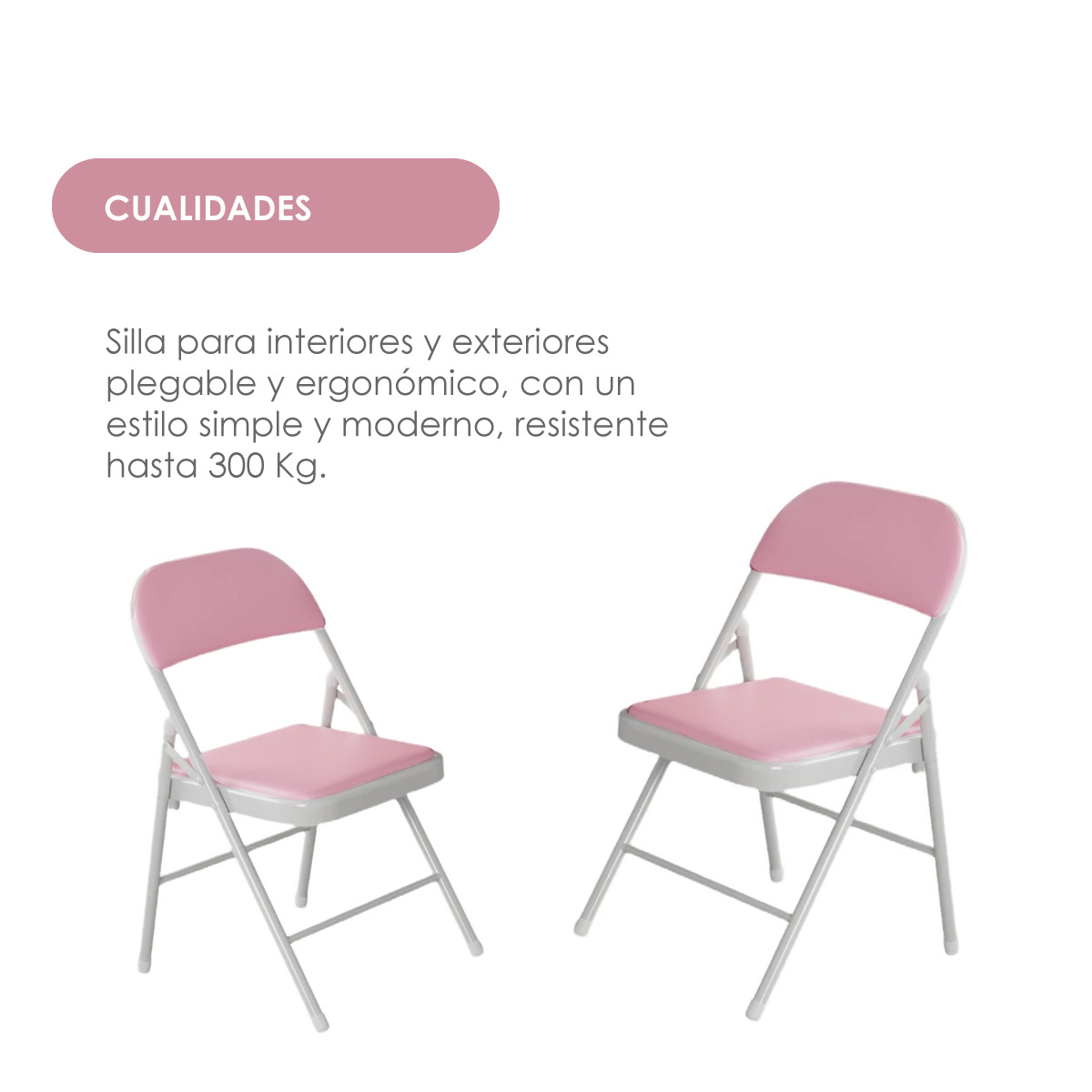 Foto 5 | 4 Sillas Plegables Rosa Ilios Innova
