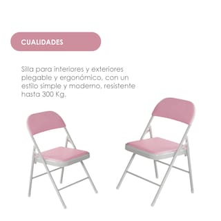Foto 5 | 4 Sillas Plegables Rosa Ilios Innova