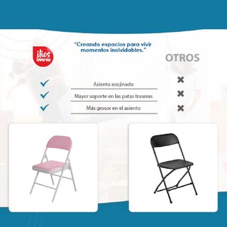 Foto 8 | 4 Sillas Plegables Rosa Ilios Innova