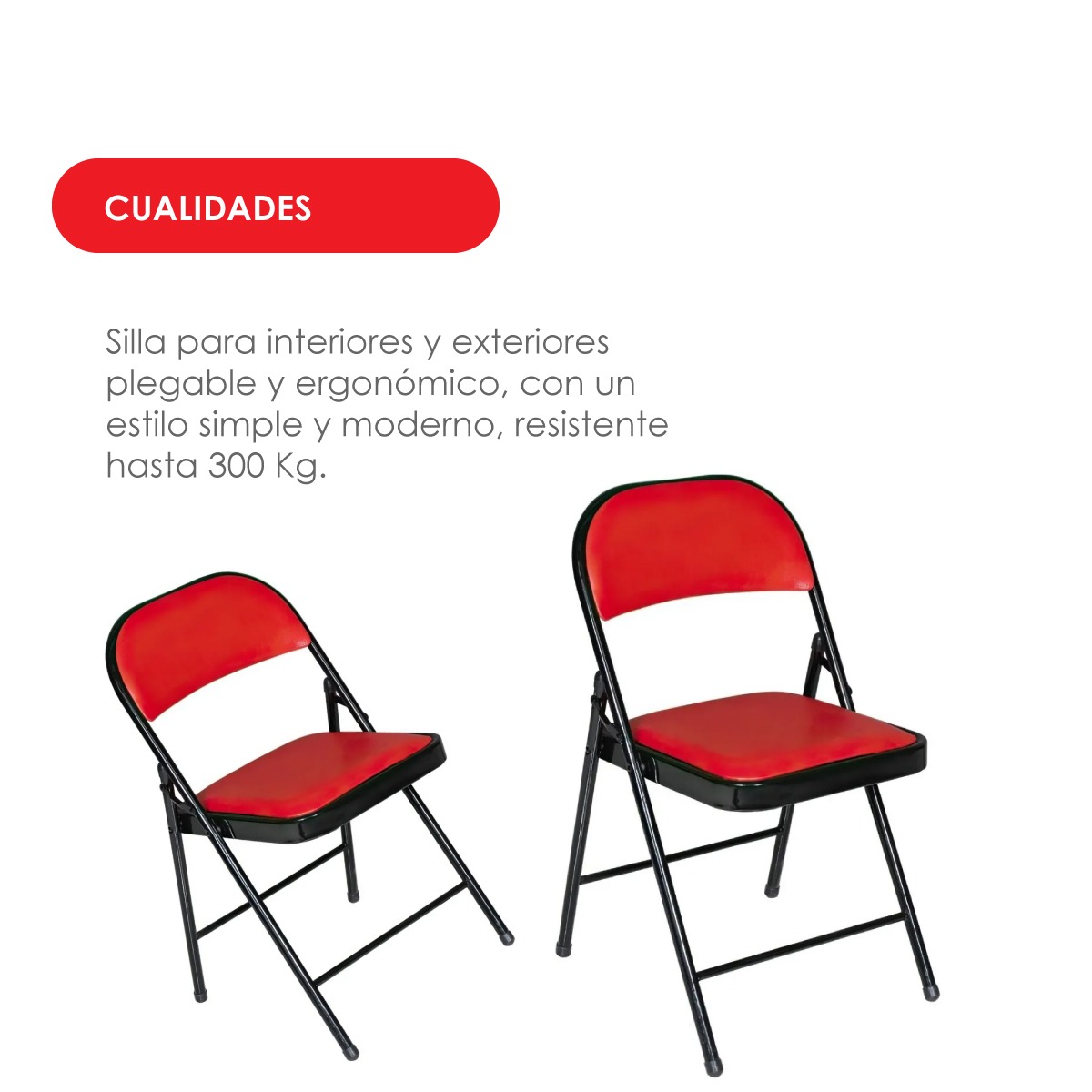 Foto 7 pulgar | 4 Sillas Plegables Rojo Con Negro Ilios Innova