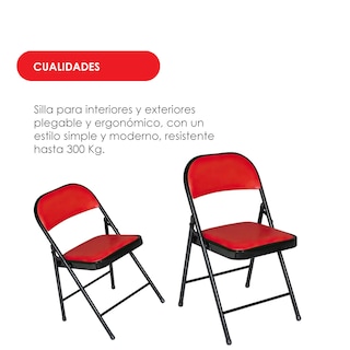 Foto 6 | 4 Sillas Plegables Rojo Con Negro Ilios Innova