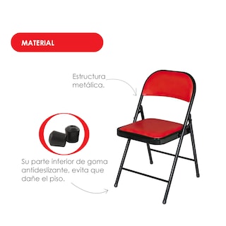 Foto 7 | 4 Sillas Plegables Rojo Con Negro Ilios Innova