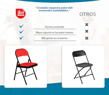 Foto 8 | 4 Sillas Plegables Rojo Con Negro Ilios Innova