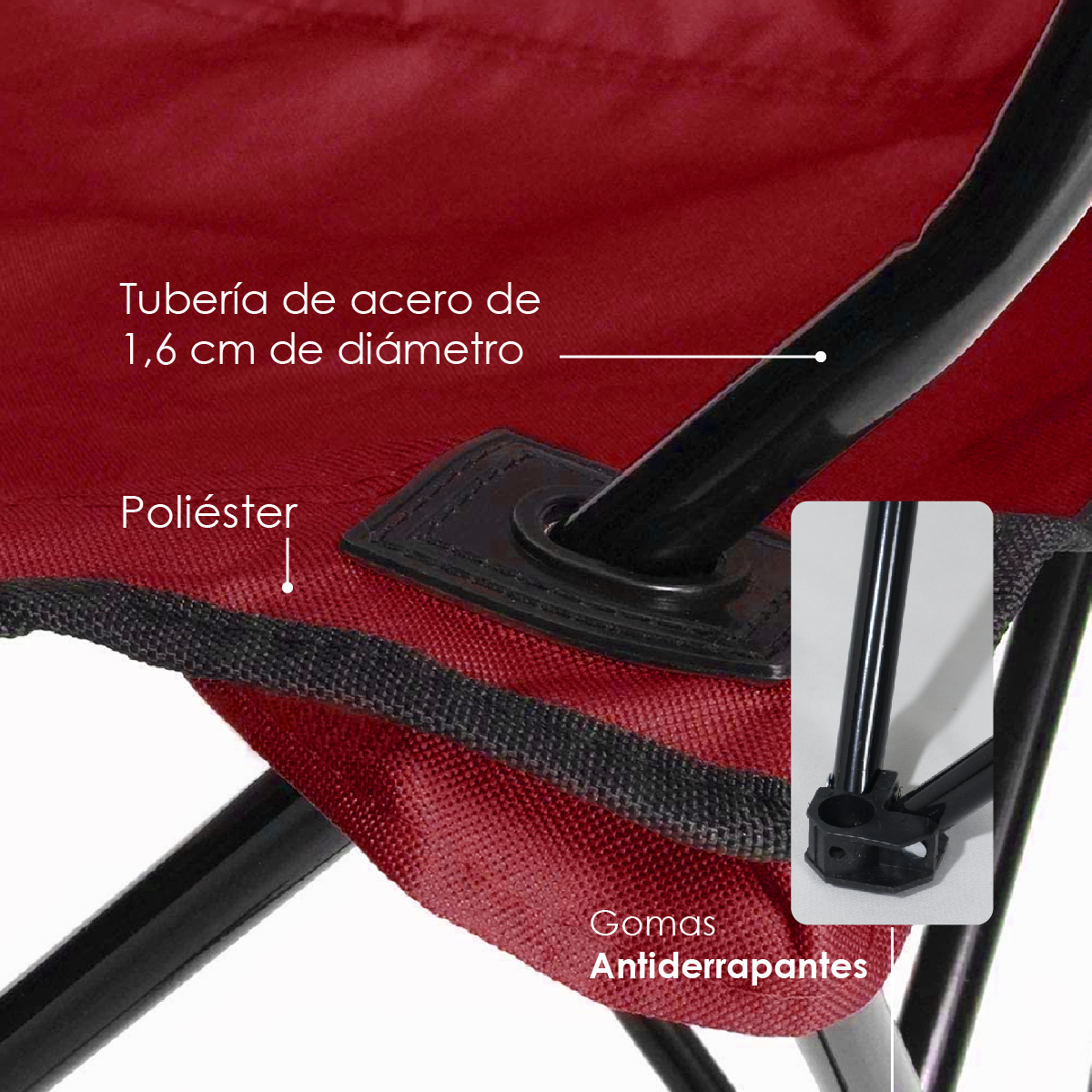 Foto 6 | 4 Sillas Plegables Impermeables Ilios Innova Con Funda Y Portavasos Rojo