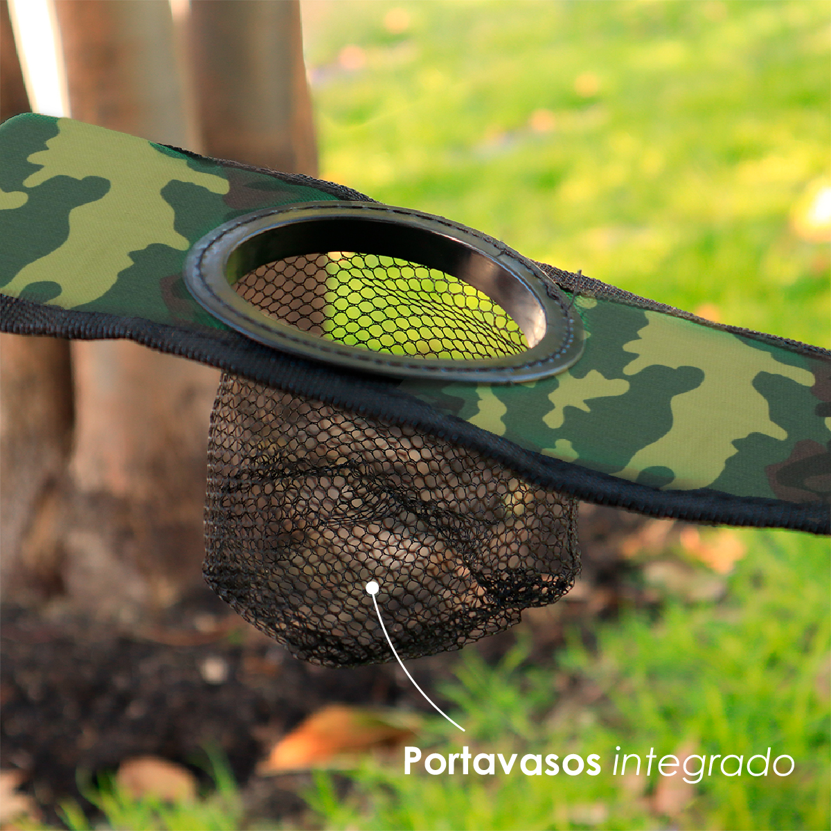 Foto 6 pulgar | Silla Plegable Impermeable Con Funda Y Portavasos Ilios Innova (militar)