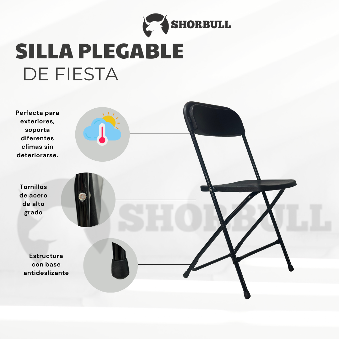 Foto 5 | Kit de 5 Sillas Plegables Shorbull Plástico Negra