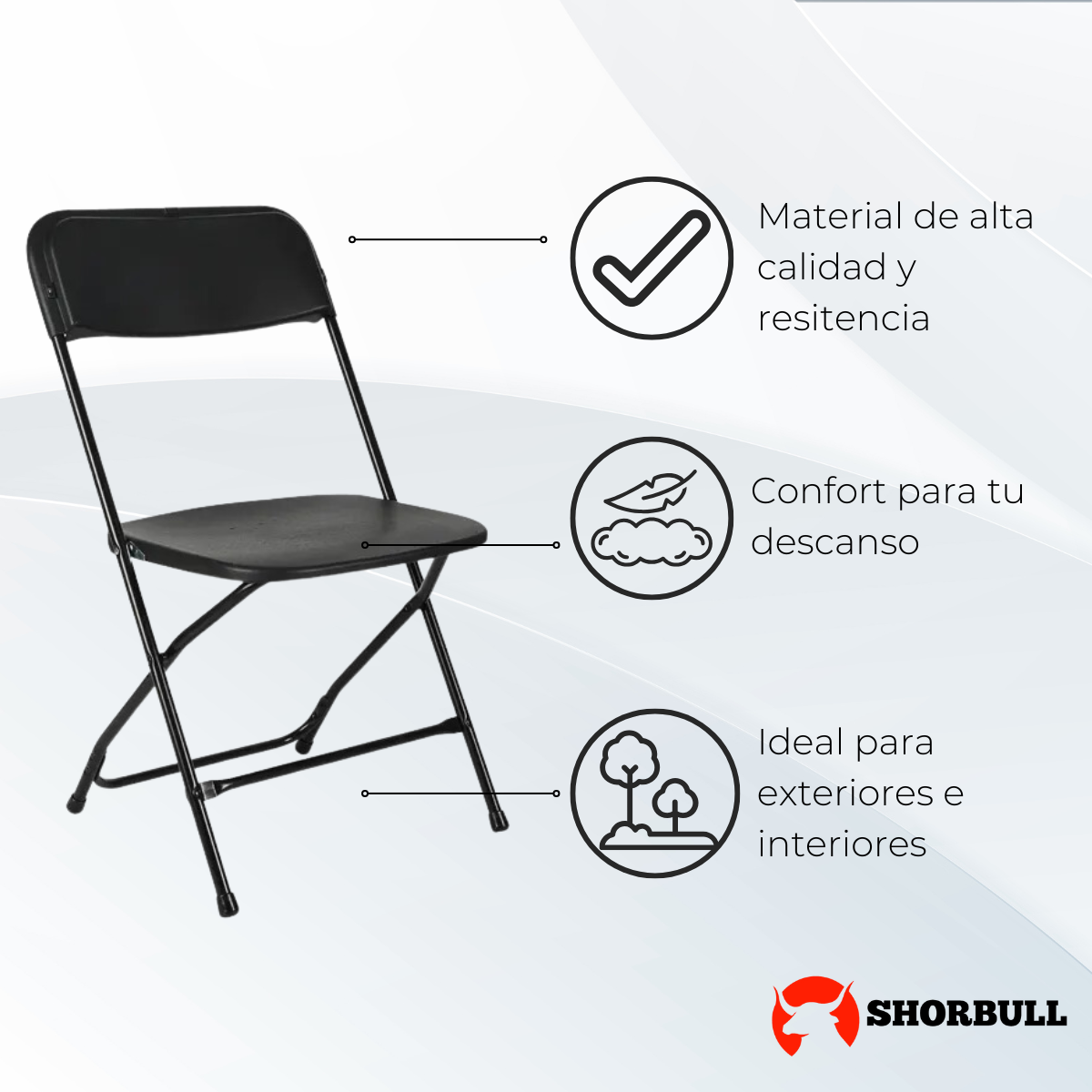 Foto 6 pulgar | Silla Plegable Shorbull Negro