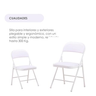 Foto 8 | Set De 6 Sillas Plegables Ilios Innova Acojinadas Color Blancas