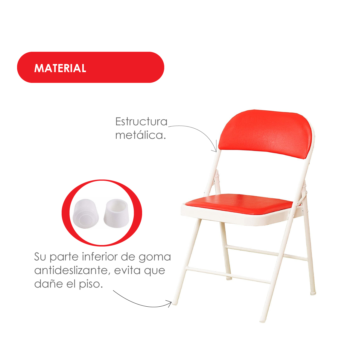 Foto 9 pulgar | Silla Plegable Ilios Innova Acojinada  Roja