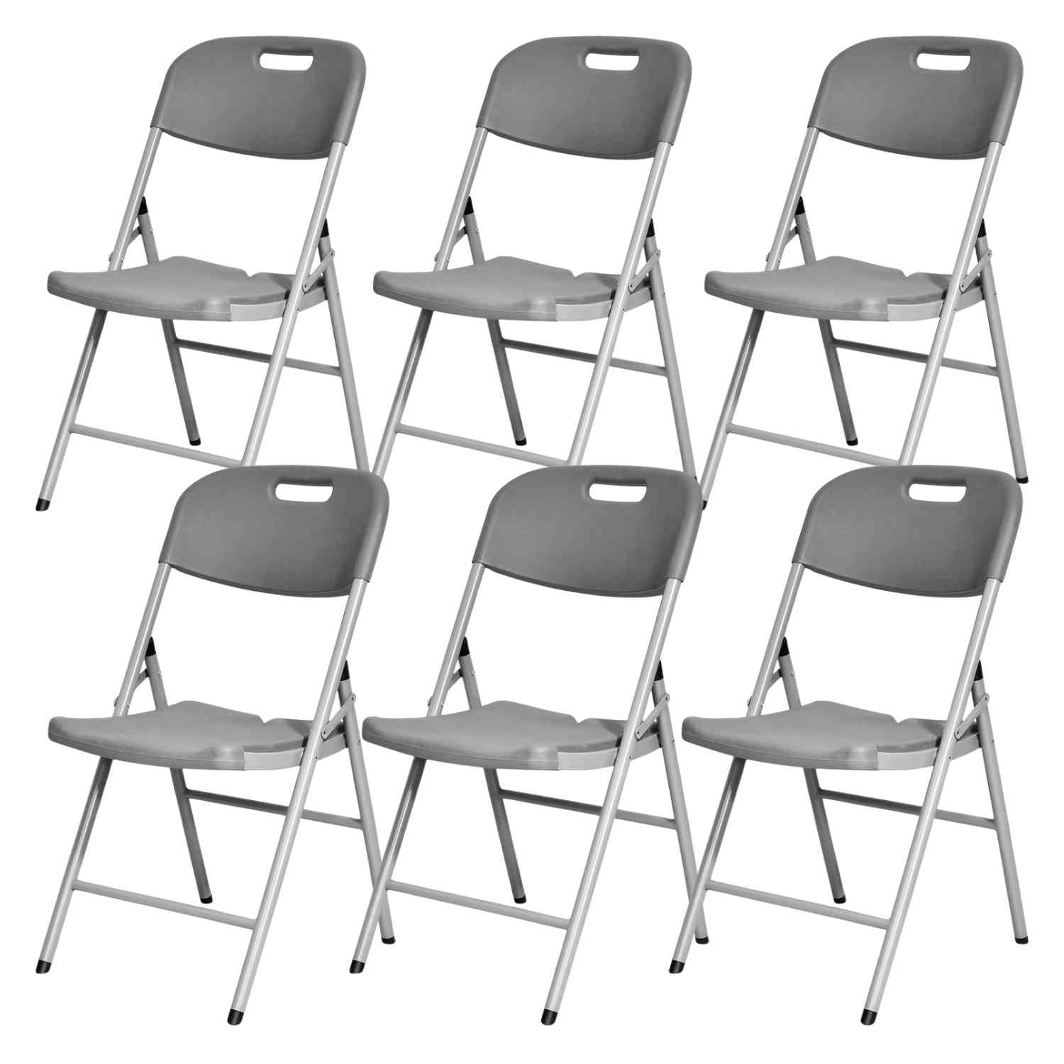 Set Kit 6 Sillas Plastico Plegables Jardin Exterior Lisas Gris Jardimex