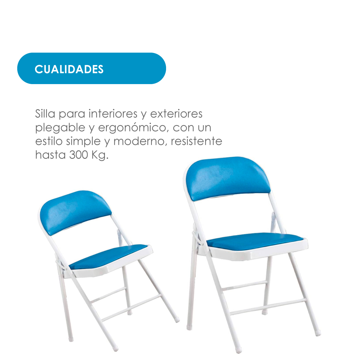 Foto 8 pulgar | Juego de 6 sillas plegables azul claro para interiores y exteriores