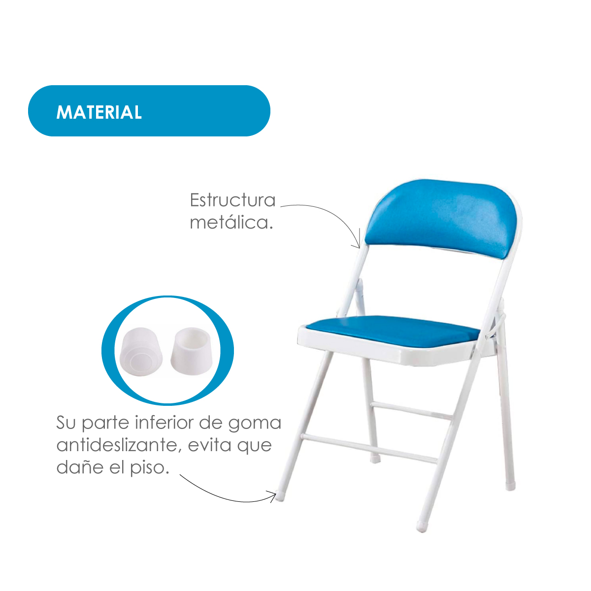 Foto 9 pulgar | Juego de 6 sillas plegables azul claro para interiores y exteriores