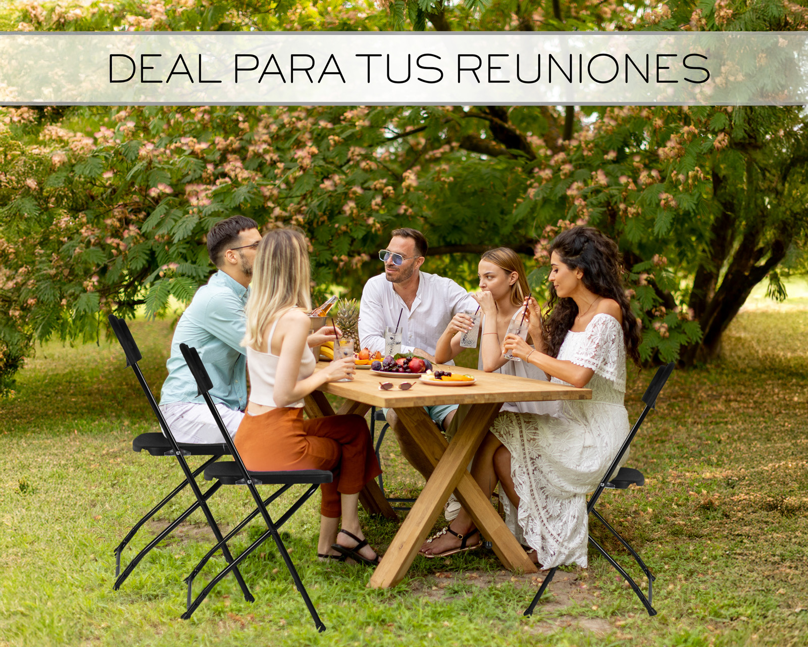 Foto 4 | Juego De Sillas Plegables 6 Piezas Basitex Color Negro