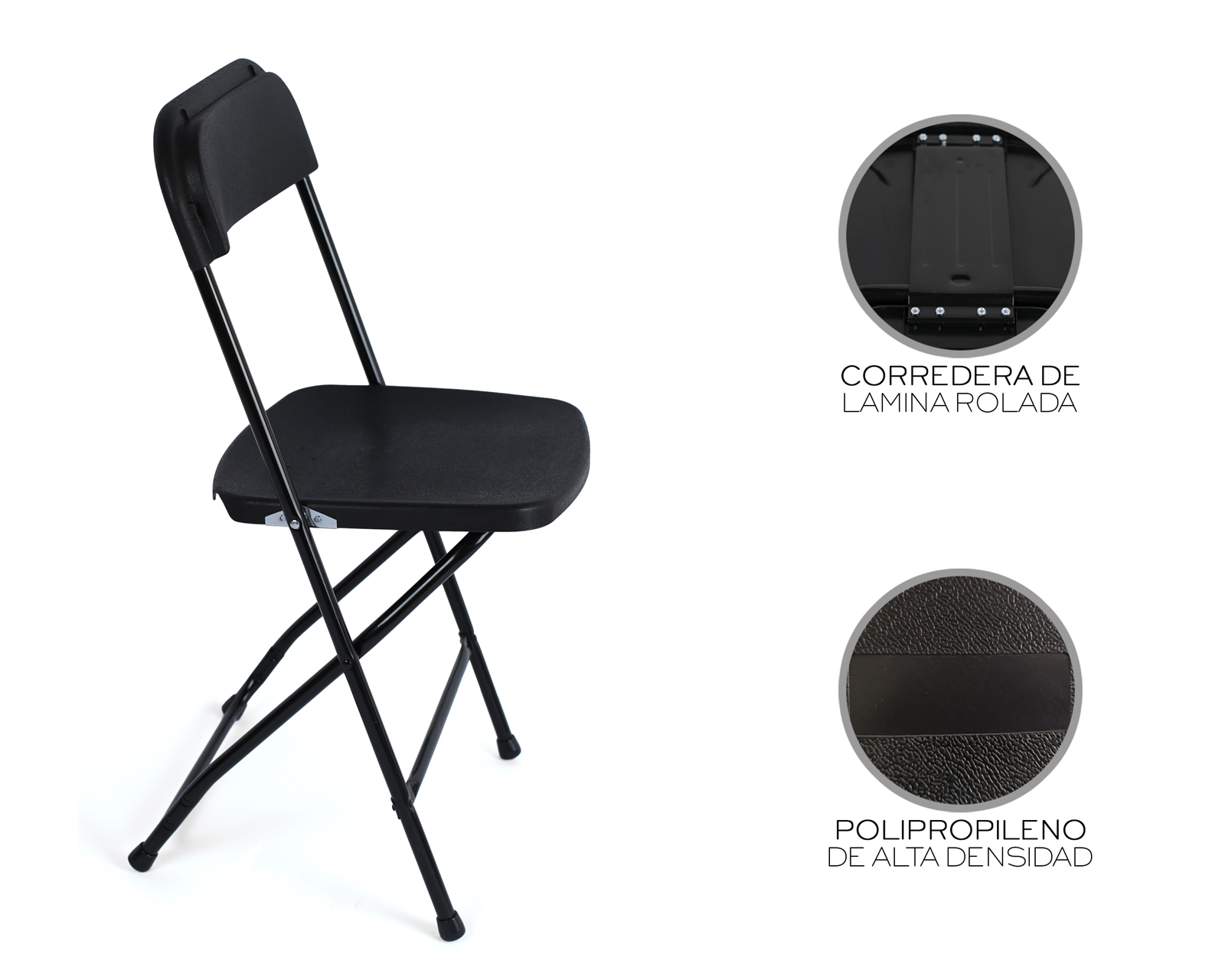 Foto 7 | Juego De Sillas Plegables 6 Piezas Basitex Color Negro