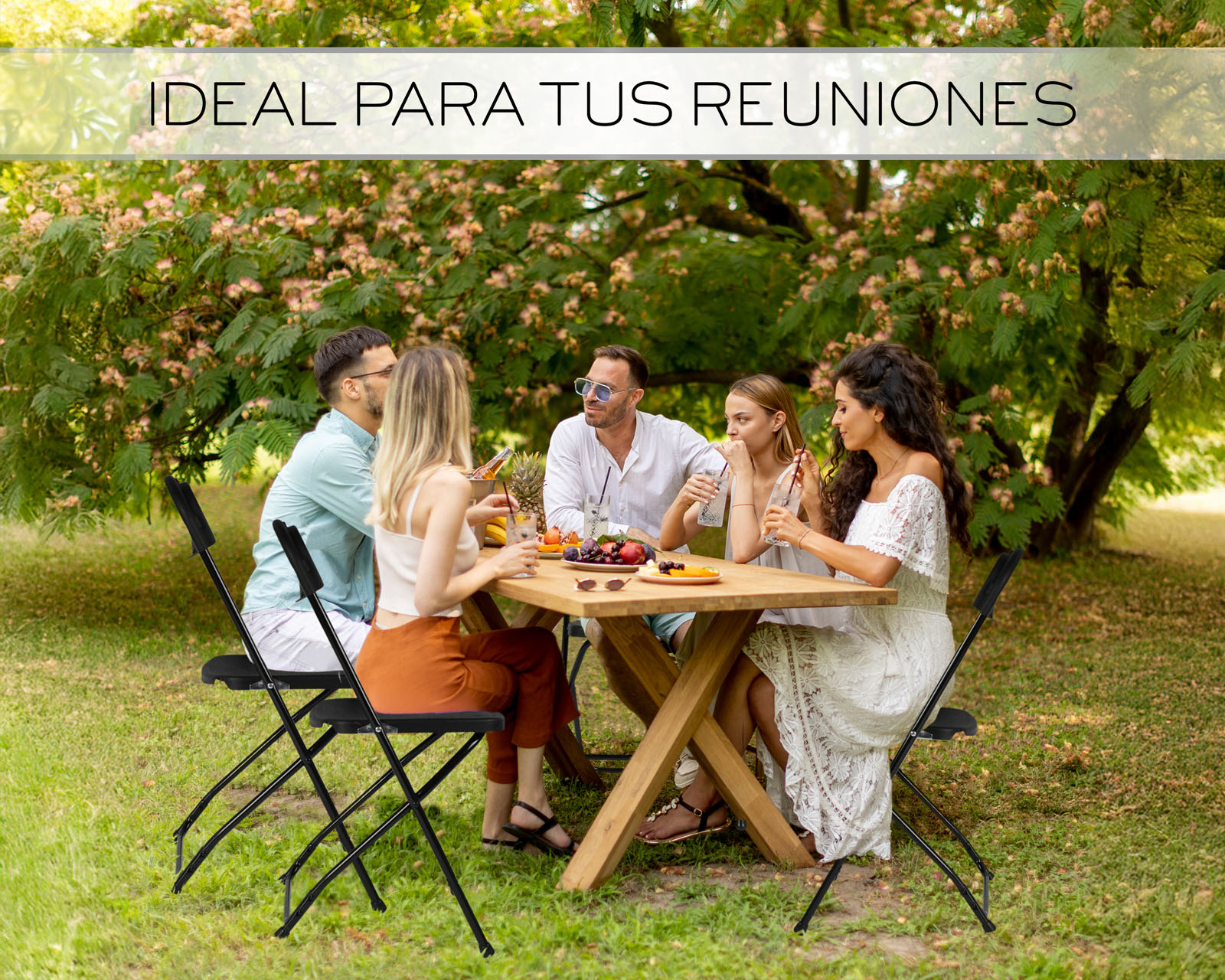 Foto 4 | Juego De Sillas Plegables 10 Piezas Basitex Color Negro