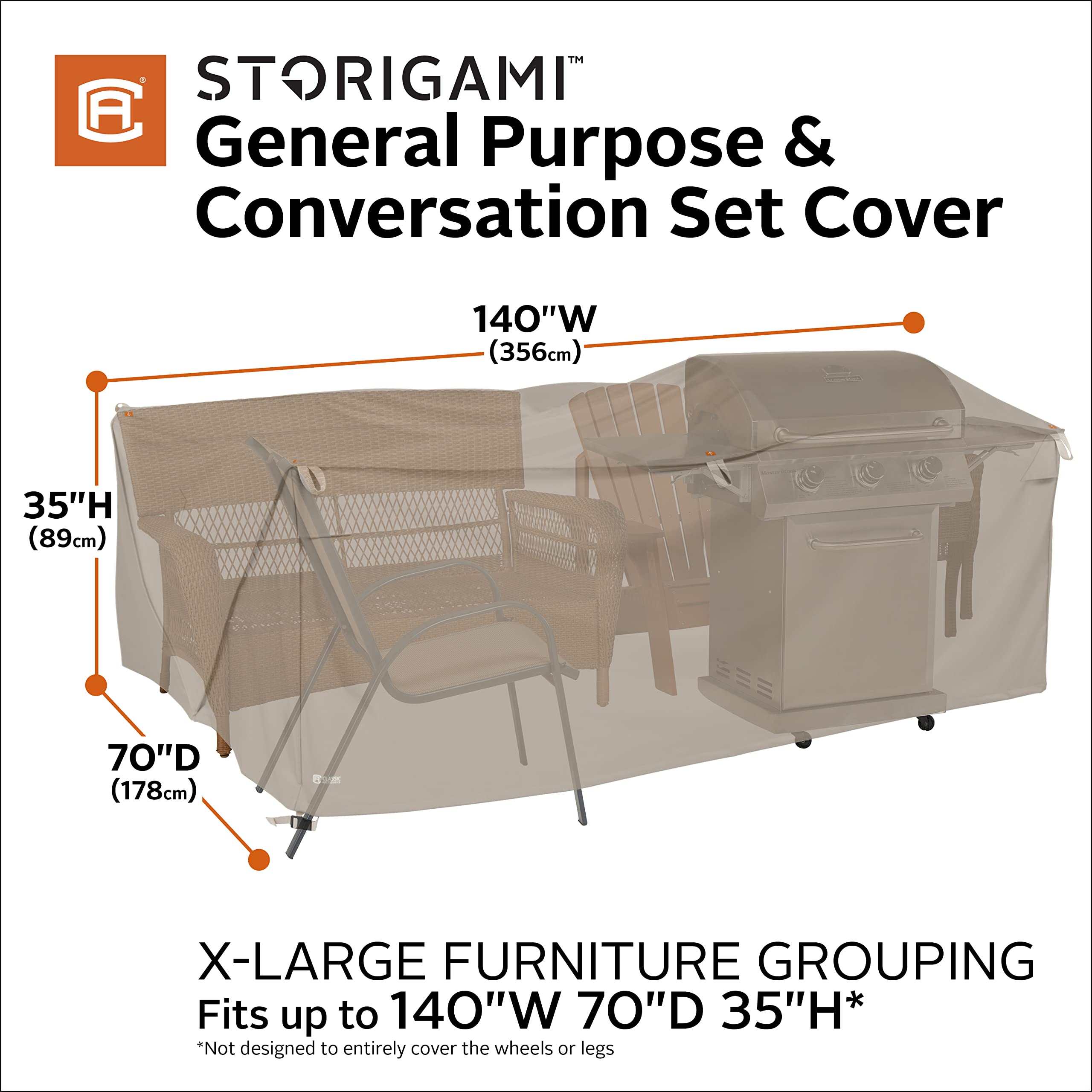 Foto 4 pulgar | Funda Para Muebles De Patio Classic Accessories Storigami 140 Cm - Venta Internacional.