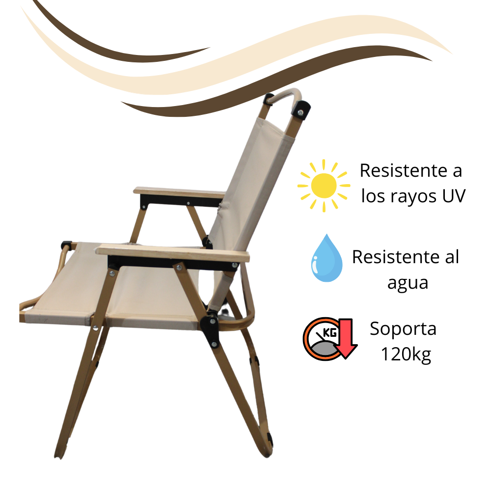 Foto 4 pulgar | Silla Plegable Beigue Para Exterior Acero Al Carbón