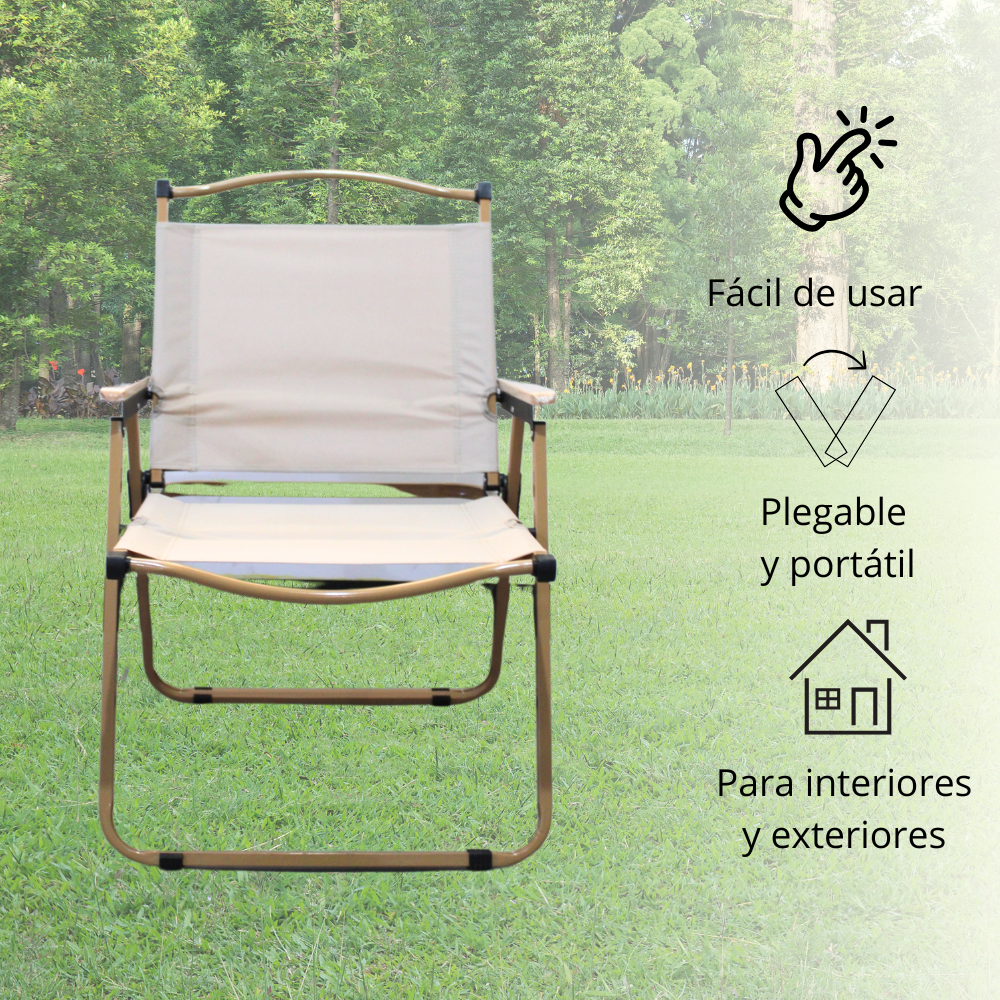 Foto 5 pulgar | Silla Plegable Beigue Para Exterior Acero Al Carbón