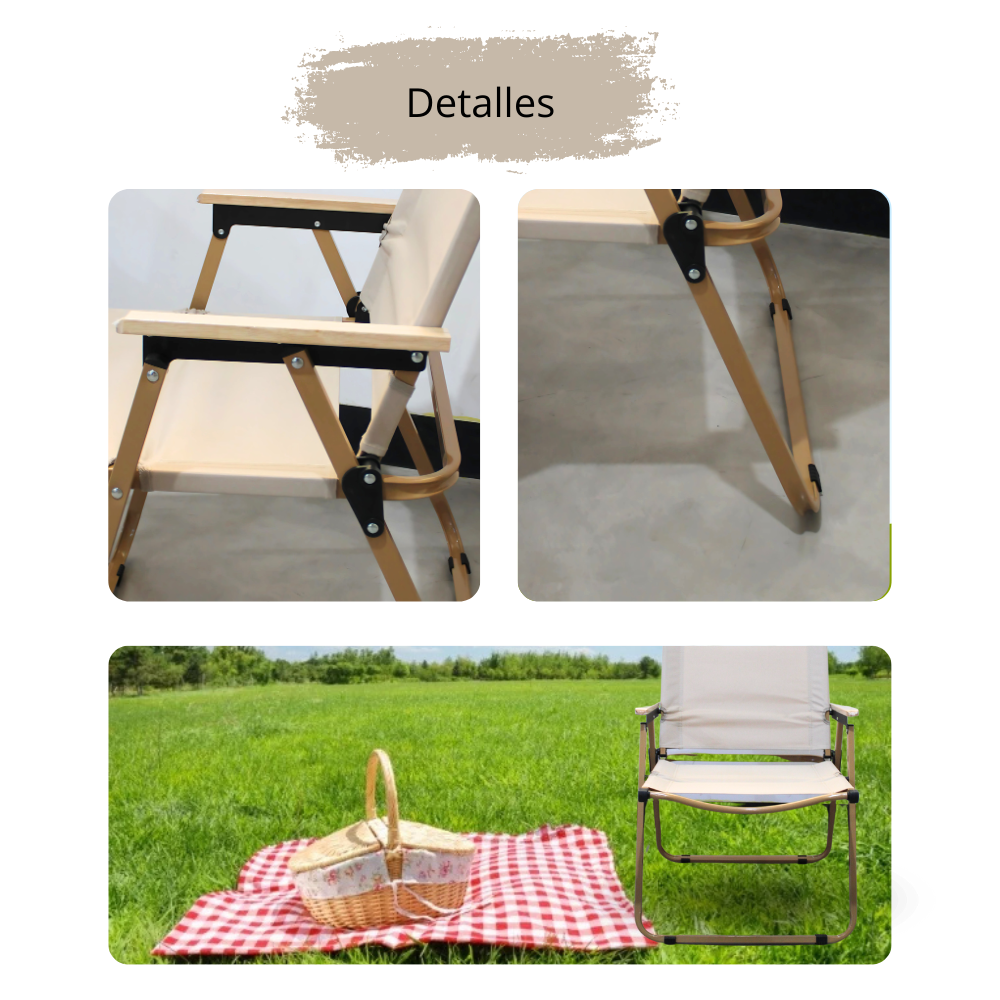 Foto 5 | Silla Plegable Beigue Para Exterior Acero Al Carbón