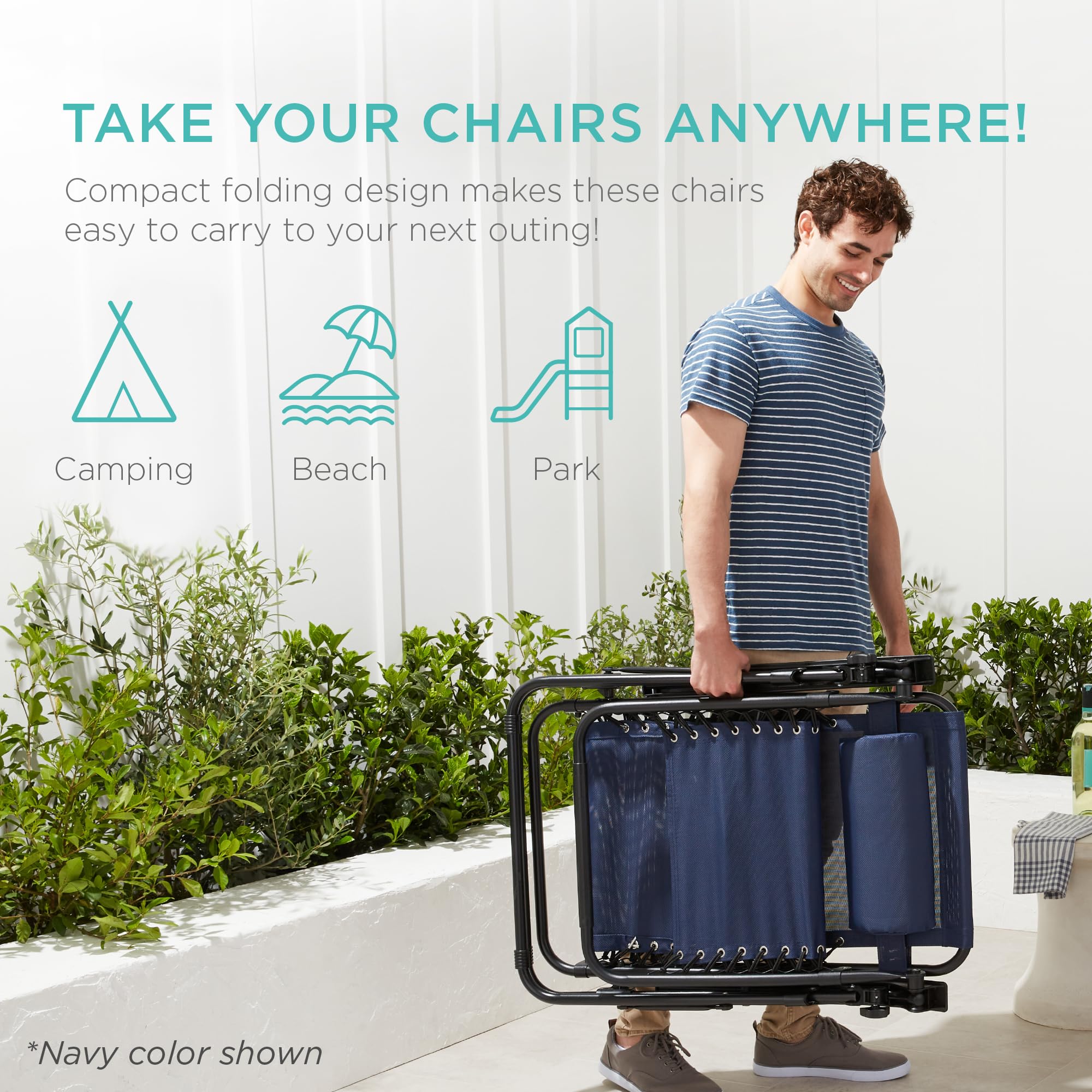 Foto 5 | Juego De 2 Sillones Ajustables De Malla De Acero Zero Gravity - Venta Internacional.