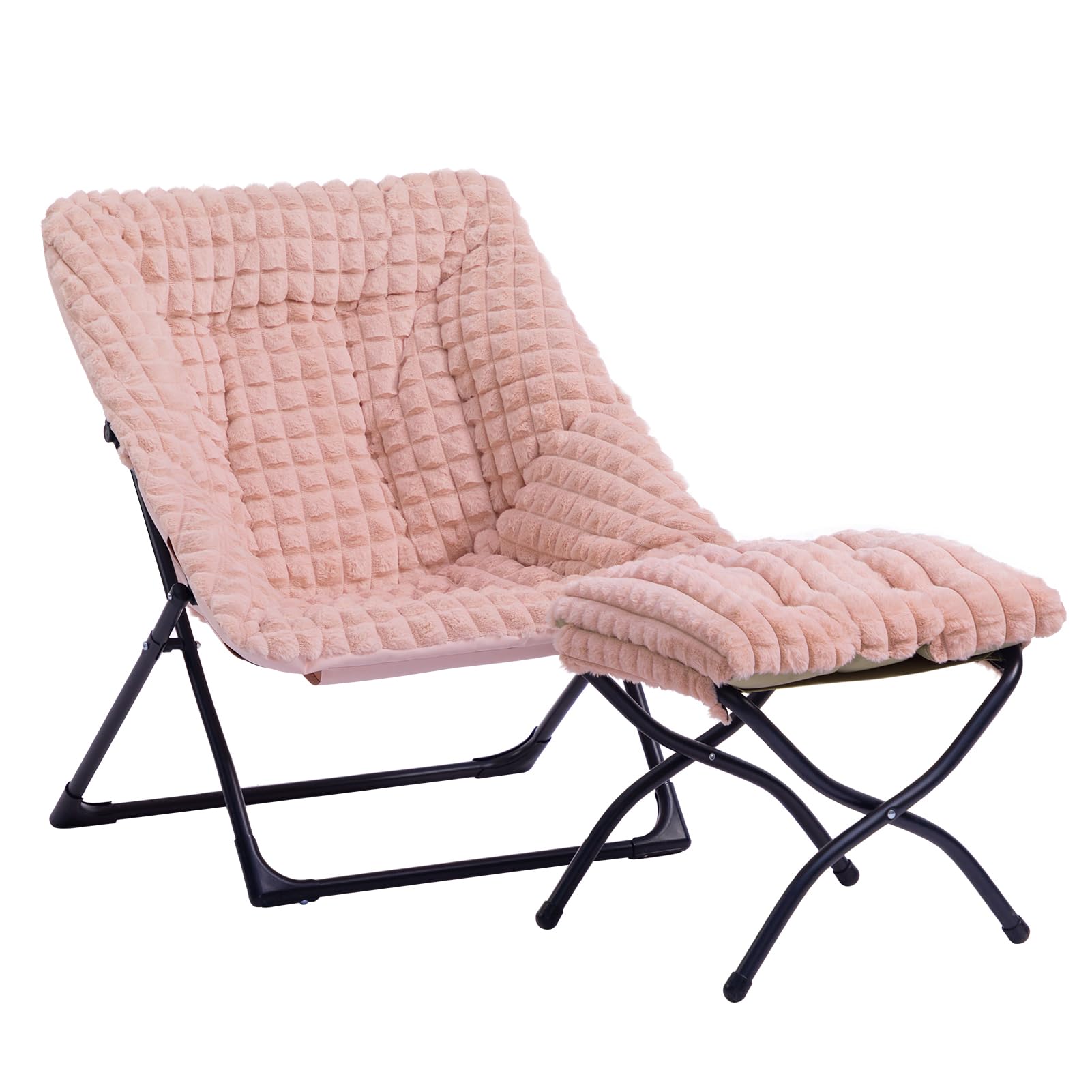 Sillón Hollyhome Xl Con Reposapiés Plegable, Color Rosa - Venta Internacional.