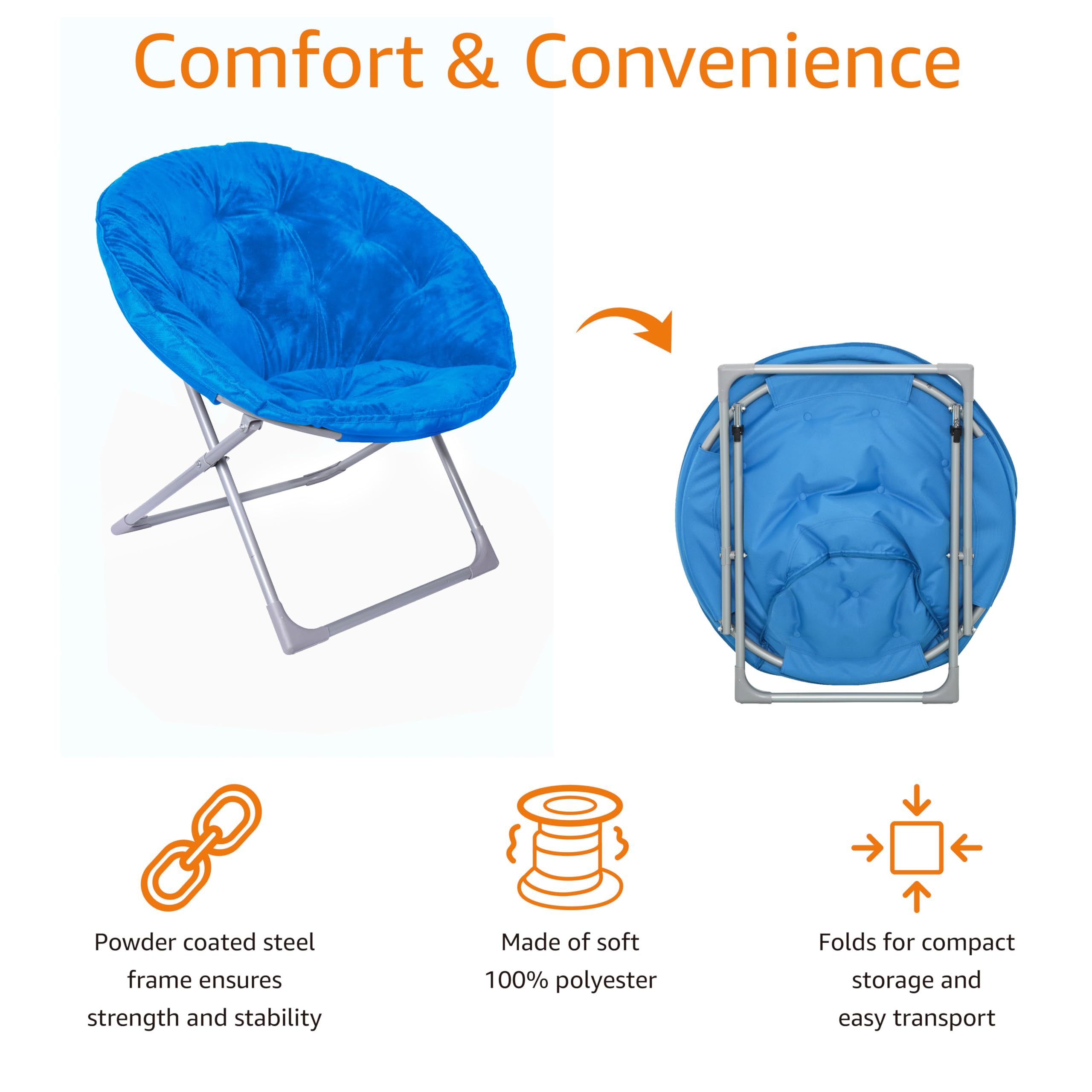 Foto 3 pulgar | Silla Amazon Basics Con Forma De Platillo De Piel Sintética, Azul, Para Niños - Venta Internacional.