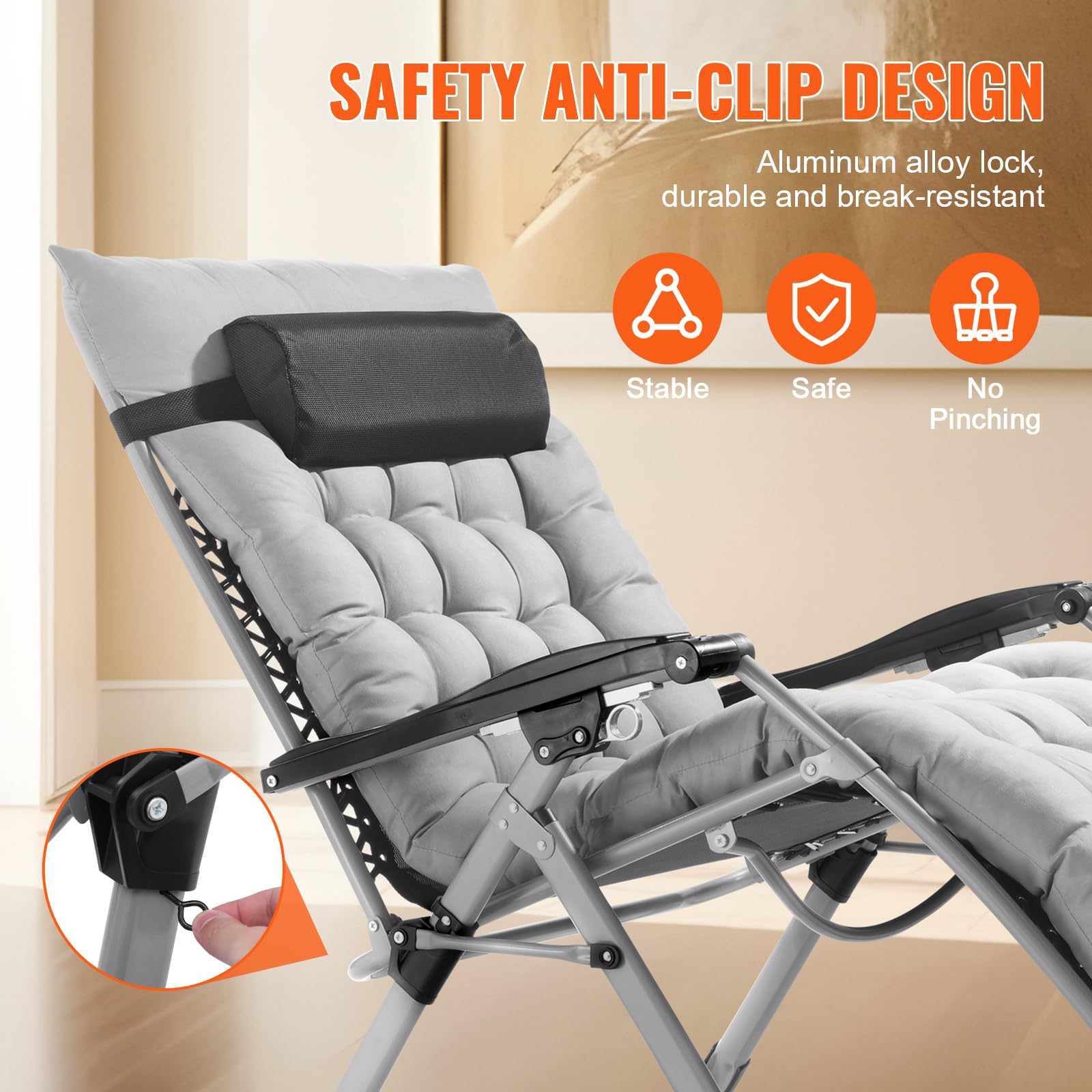 Foto 6 pulgar | Silla Zero Gravity Vevor, Reclinable De 33 Pulgadas, Soporte De 500 Libras - Venta Internacional.