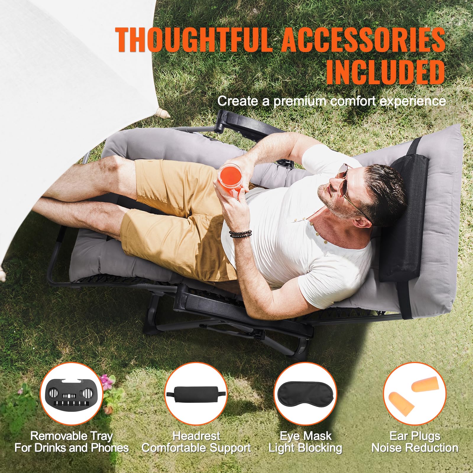 Foto 7 pulgar | Silla Zero Gravity Vevor, Reclinable De 33 Pulgadas, Soporte De 500 Libras - Venta Internacional.