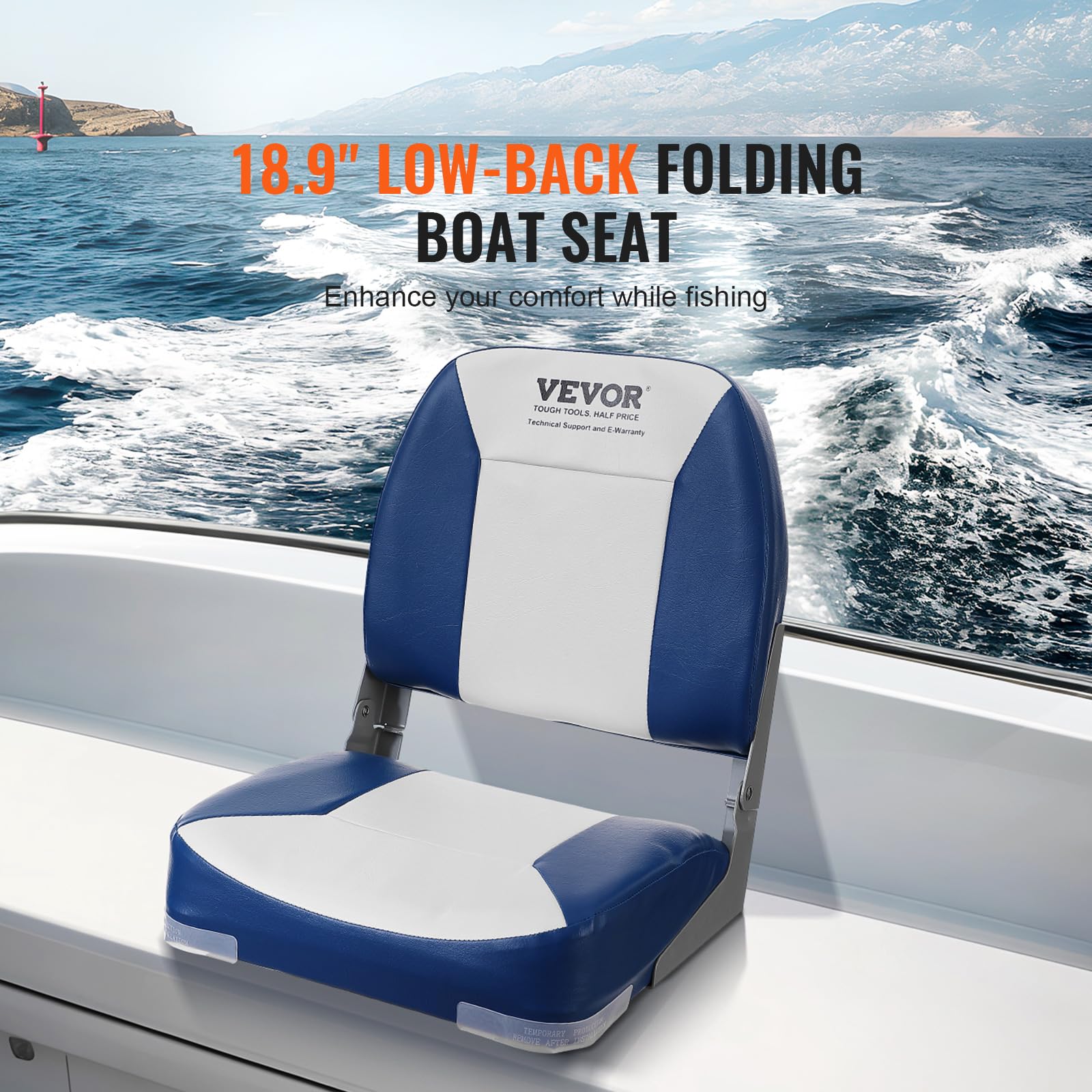 Foto 3 pulgar | Silla Plegable Para Barco Vevor 18.9 Con Respaldo Bajo Con Punto Engrosado - Venta Internacional.