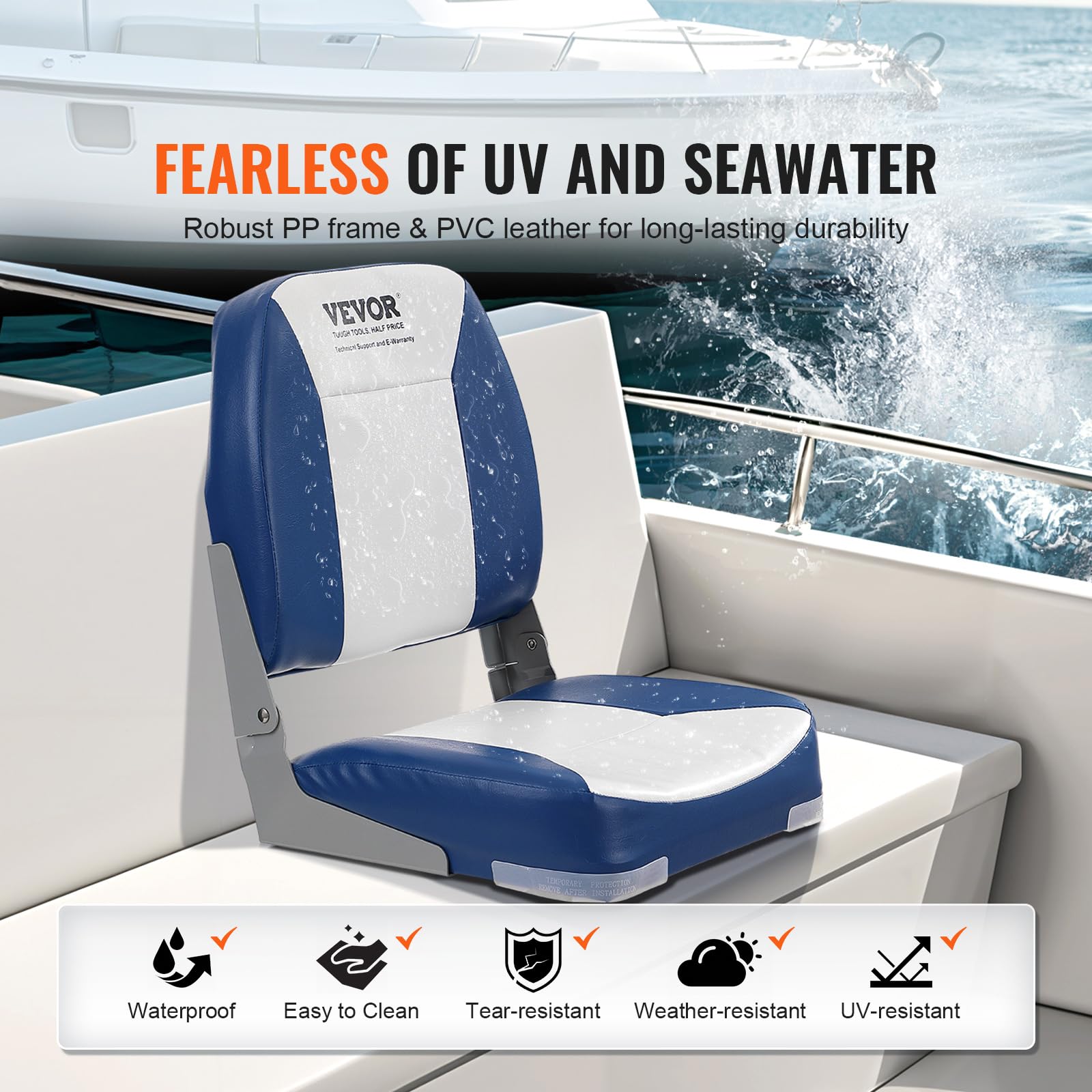 Foto 4 | Silla Plegable Para Barco Vevor 18.9 Con Respaldo Bajo Con Punto Engrosado - Venta Internacional.