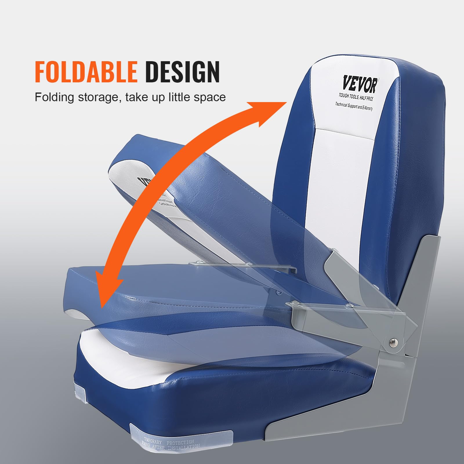 Foto 6 pulgar | Silla Plegable Para Barco Vevor 18.9 Con Respaldo Bajo Con Punto Engrosado - Venta Internacional.