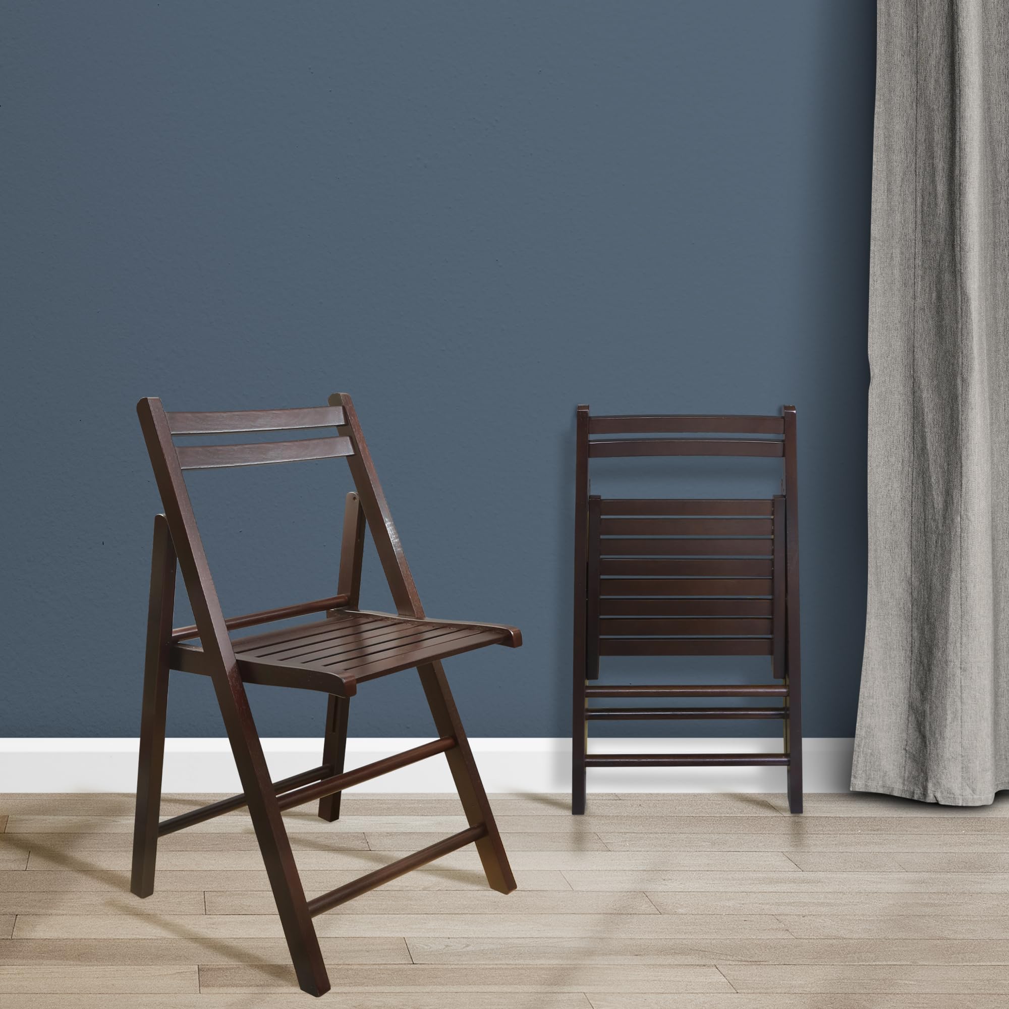 Set De 2 Sillas Plegables, Estilo Casual, De Madera, Color Espresso - Venta Internacional.