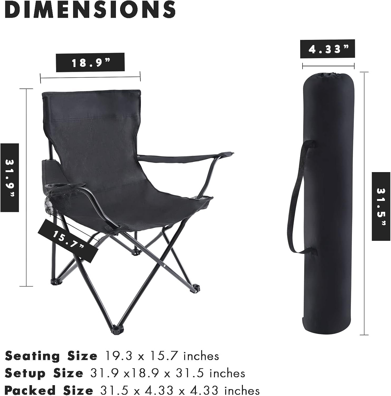 Foto 7 | Silla De Camping Simple Deluxe Portátil, Paquete De 2 Con Bolsa De Transporte - Venta Internacional.