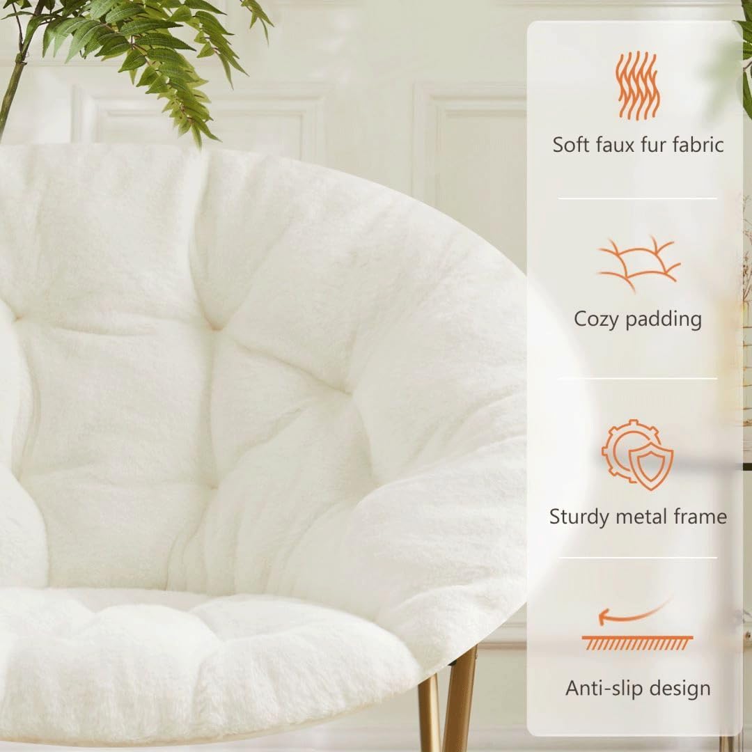 Foto 3 | Silla Tipo Platillo Simple Deluxe, Tamaño Xl, Acogedora, Papasan, Color Blanco - Venta Internacional.