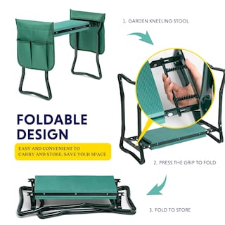 Foto 2 | Reclinatorio Y Asiento De Jardín Ipower, Plegable, Con Bolsas Para Herramientas, Color Verde - Venta Internacional.