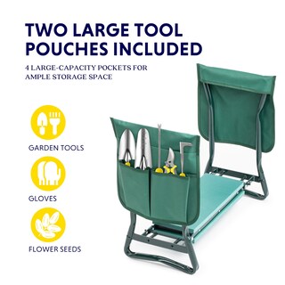 Foto 3 | Reclinatorio Y Asiento De Jardín Ipower, Plegable, Con Bolsas Para Herramientas, Color Verde - Venta Internacional.