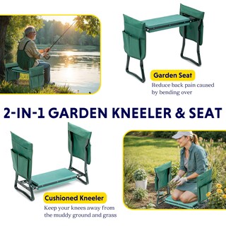 Foto 5 | Reclinatorio Y Asiento De Jardín Ipower, Plegable, Con Bolsas Para Herramientas, Color Verde - Venta Internacional.