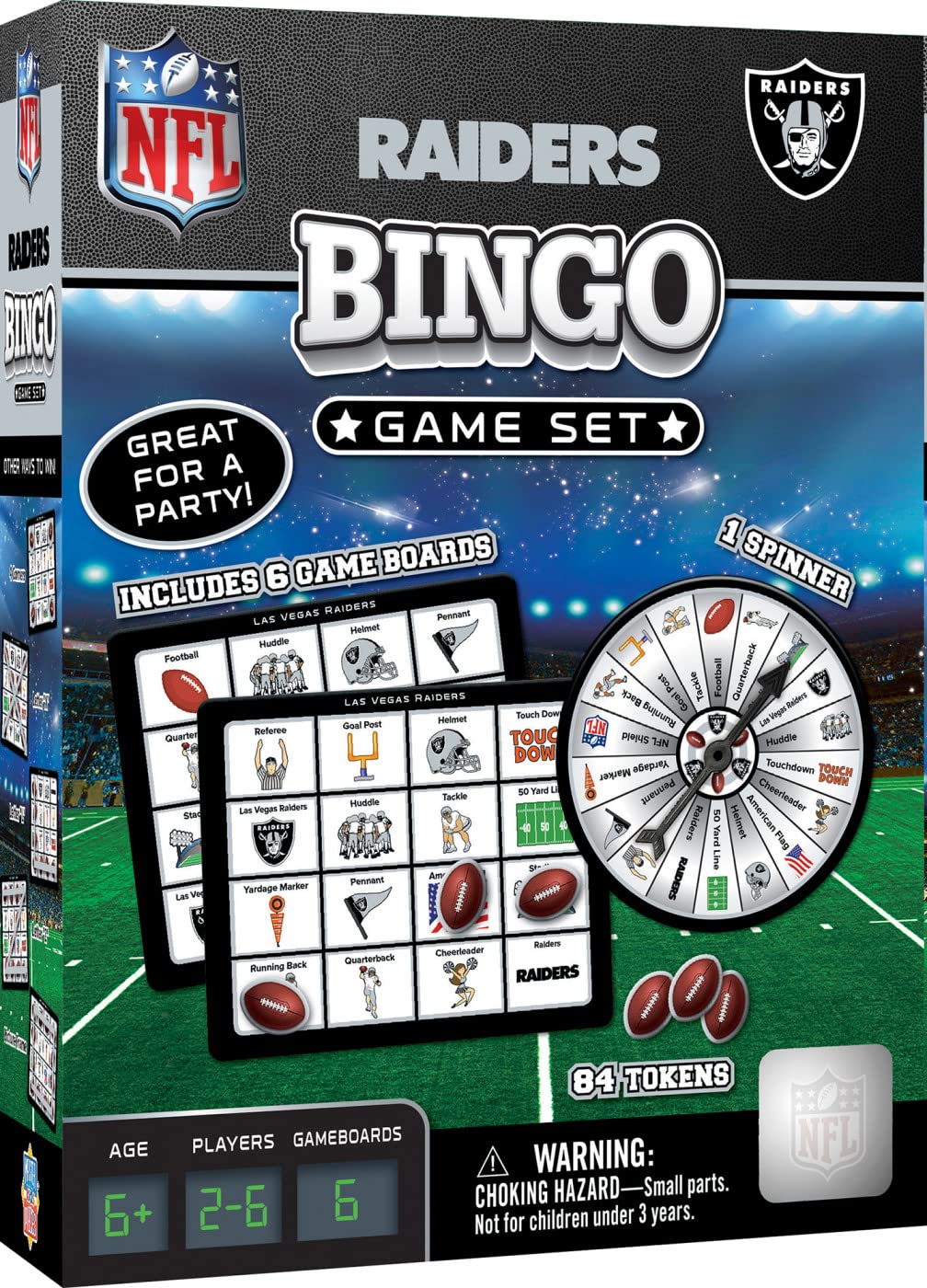 Juego De Bingo Masterpieces Juegos Para Niños Nfl Las Vegas Raiders - Venta Internacional.