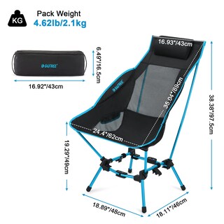 Foto 2 | Silla De Campamento G4free Plegable Con Respaldo Alto, Ligera, Azul, 175 Kg - Venta Internacional.
