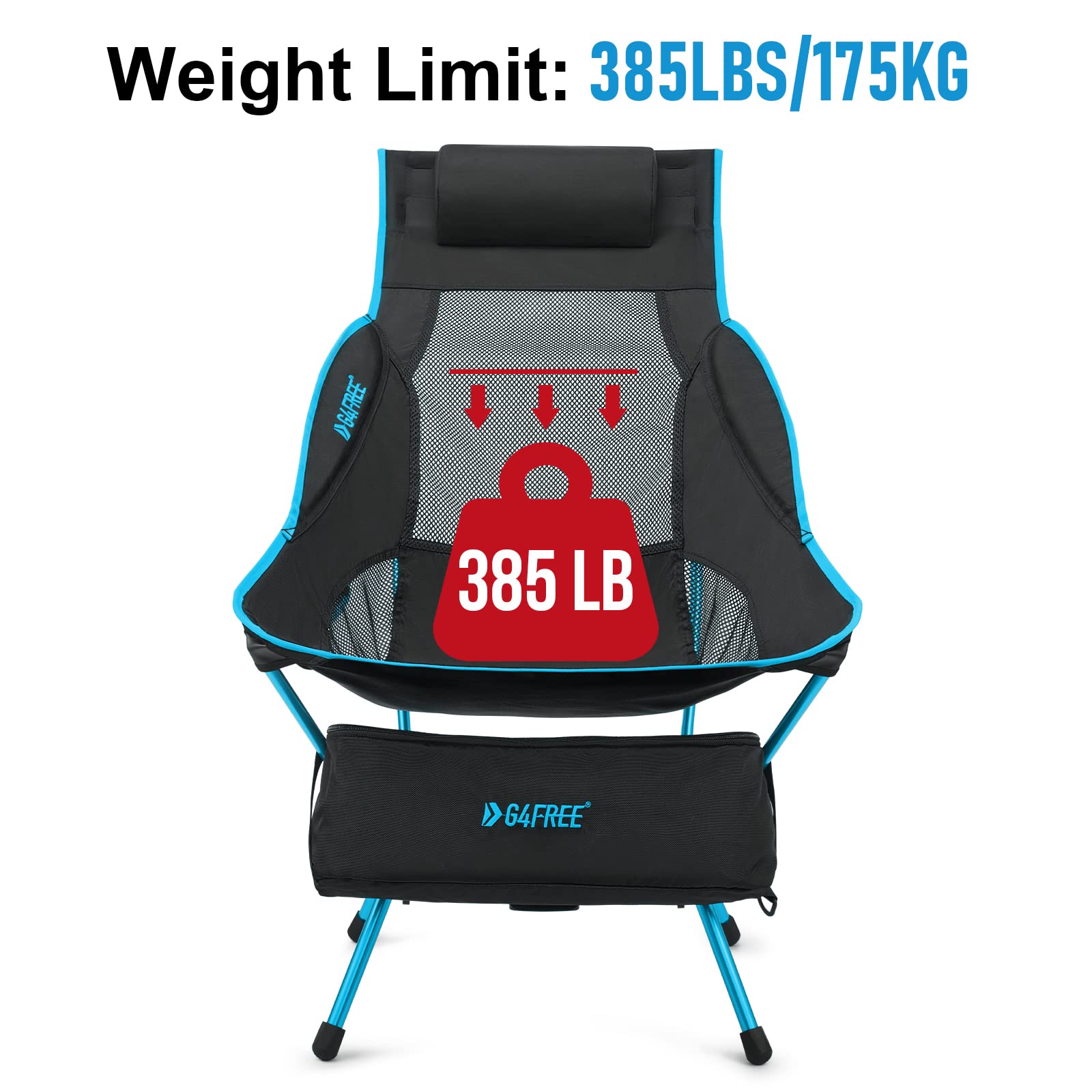 Foto 4 pulgar | Silla De Campamento G4free Plegable Con Respaldo Alto, Ligera, Azul, 175 Kg - Venta Internacional.
