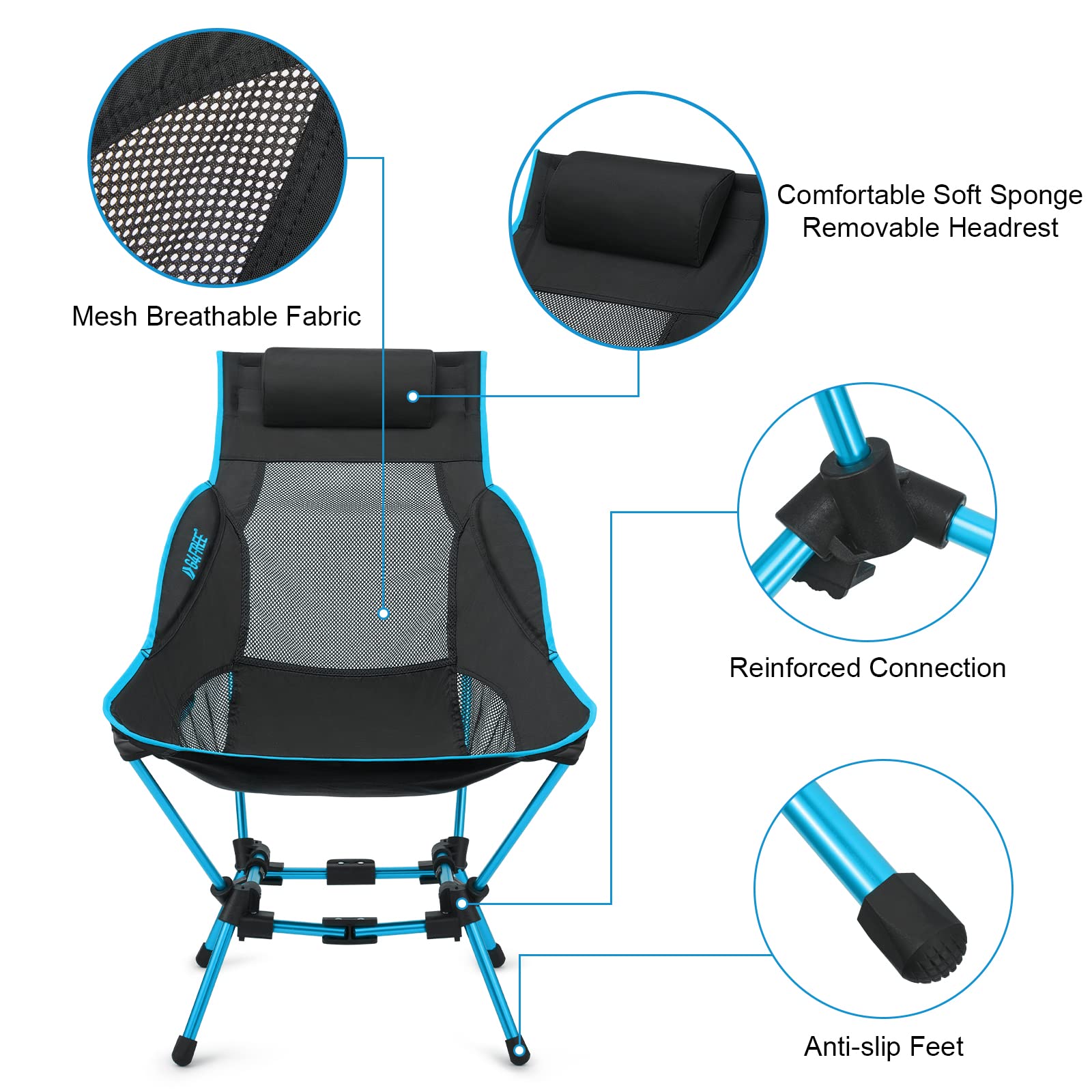 Foto 5 pulgar | Silla De Campamento G4free Plegable Con Respaldo Alto, Ligera, Azul, 175 Kg - Venta Internacional.