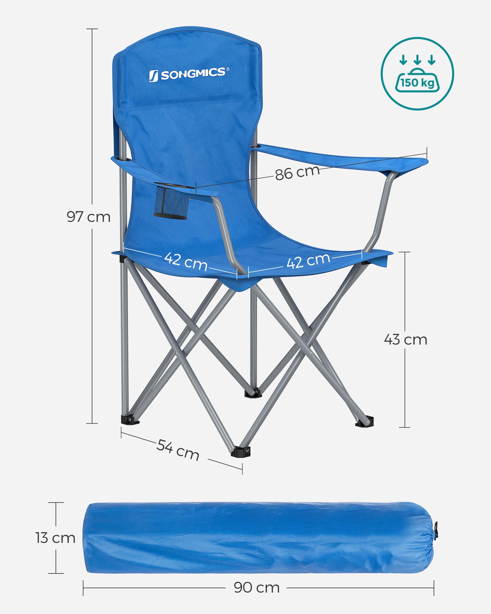 Foto 7 | Songmics Silla De Camping, Juego De 2 Sillas De Exterior