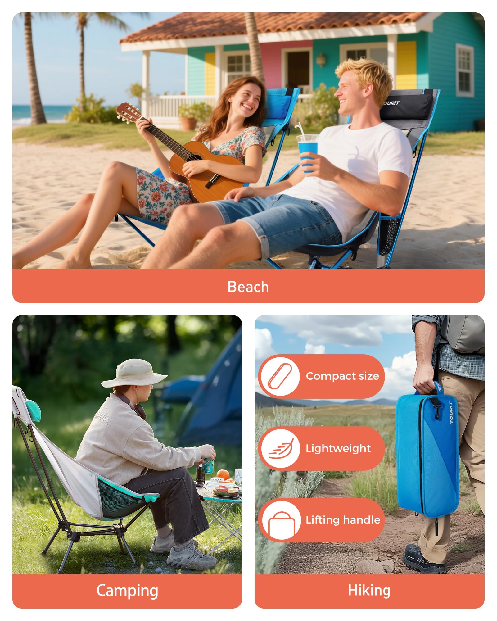 Foto 2 | Mochila De Camping Tourit Portátil Plegable Con Soporte Para La Cabeza - Venta Internacional.