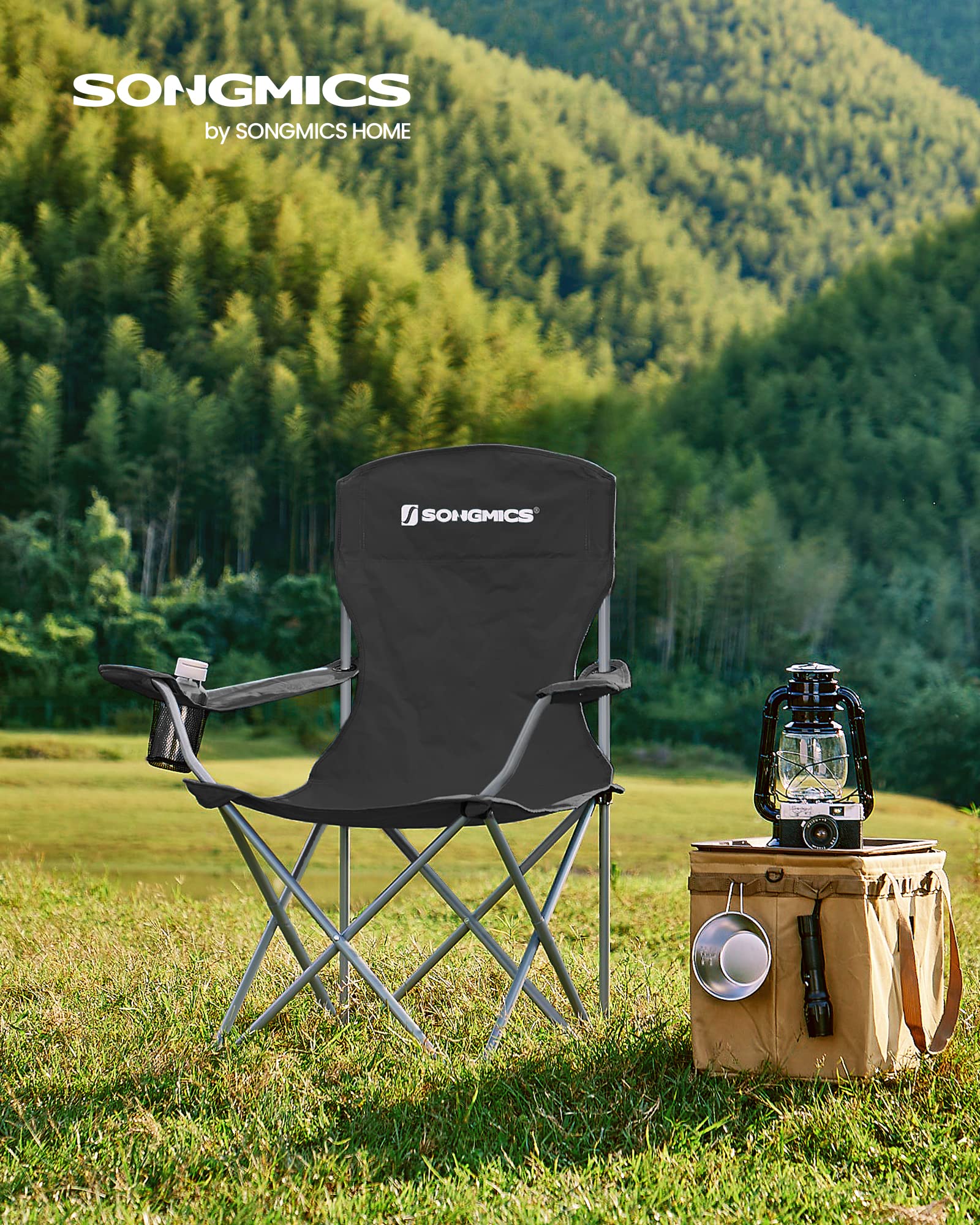 Foto 3 pulgar | Silla De Camping Songmics Mgcb08bk Con Respaldo Alto  150 Kg De Capacidad