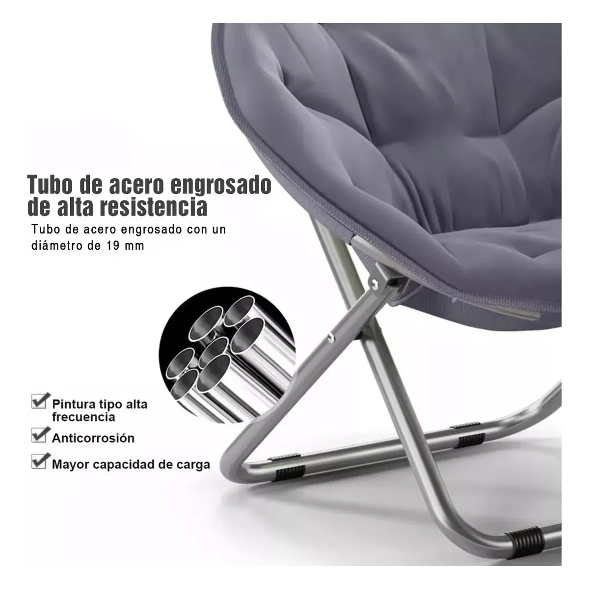 Foto 3 pulgar | Silla Plegable Para Exterior Jardín Acolchado Eo Safe Imports Esi-20762 Gris