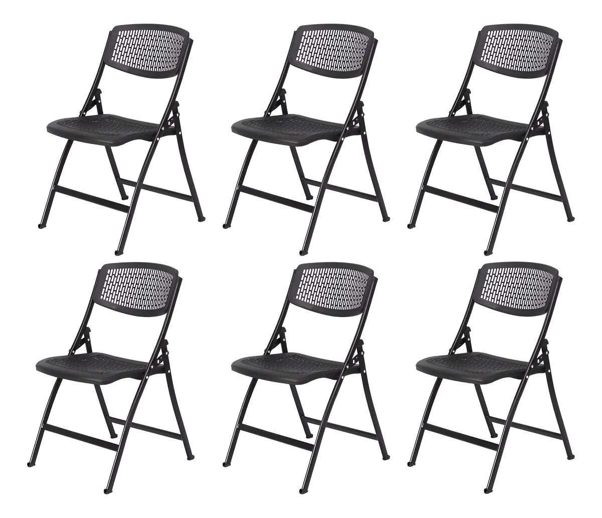 Set 6 Sillas Plegable Metalica Resistente Ventiladas Ligera