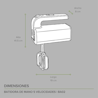 Foto 3 | Batidora De Mano 5 Velocidades Avera Ba02 - color Negro