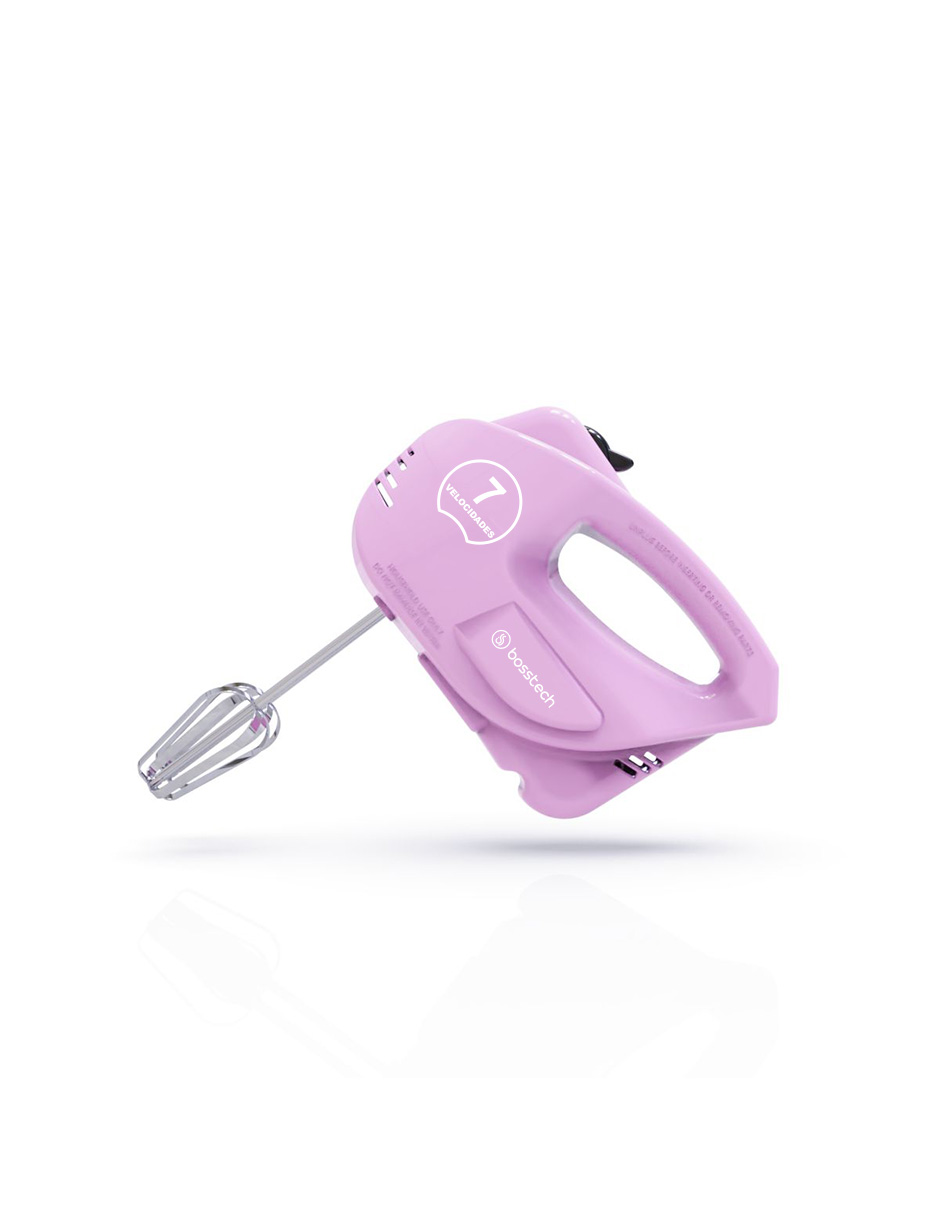 Foto 4 pulgar | Batidora de Mano Bosstech M1 200 W 7 Velocidades color Rosa