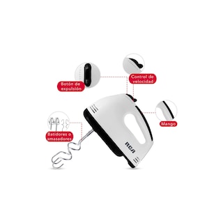 Foto 4 | Batidora de Mano RCA RC-093 color Blanco Aspas Inoxidables 100 W 7 Velocidades